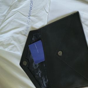 Rebecca Minkoff black leather star perforated Clutch NWOT